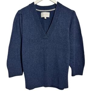 Brochu Walker Quite Luxury Cashmere Blend Minimalist Sweater L Navy Blue Capsule